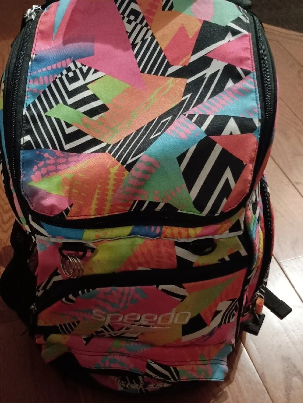 Speedo Multicolor Geometric Pink Teal Yellow Backpack